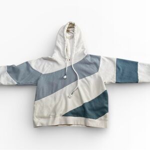 Faherty Women’s Ripple Stripe Hoodie Blue White XL NWOT